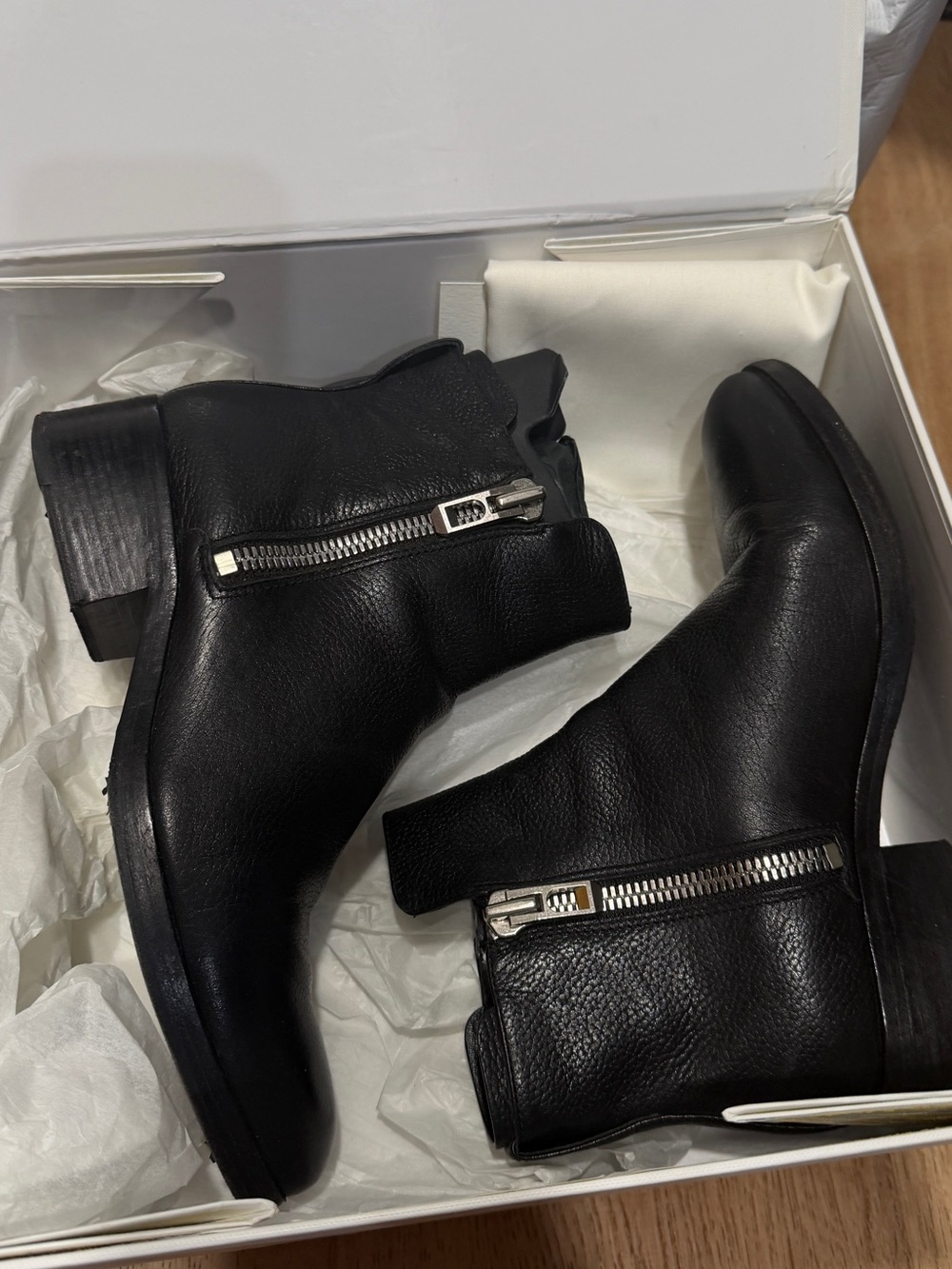 3.1 Phillip Lim Black Leather Ankle Booties with Side Zipper